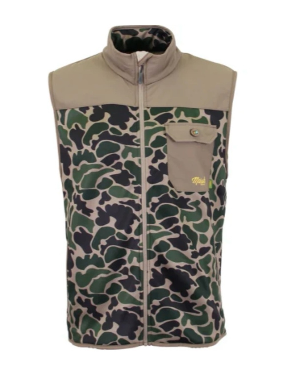 Marsh Wear Camo Fleece Lined Vest Mens Medium Full Zip Outdoor Hunting Fishing